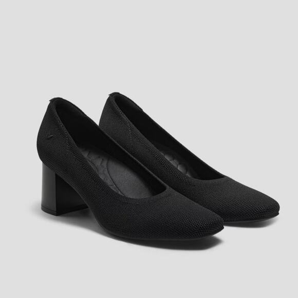 NWOB Vivaia Elize Black Sock Square Toe Block Heel Comfy Casual Shoes Size 8.5 - Picture 1 of 12